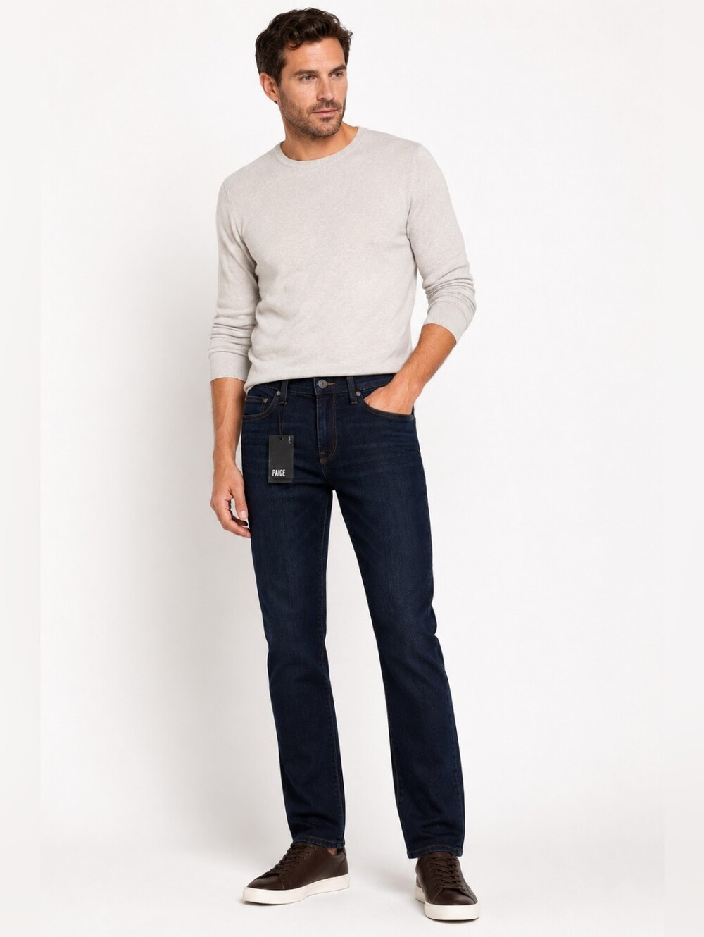 NWT PAIGE Lennox Straight Jeans 29 Midnight Blue Dark Wash Premium Denim $299